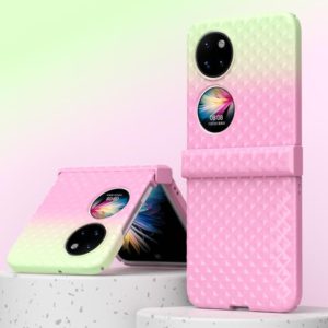 For Huawei P50 Pocket Rainbow Gradient Hinge Shockproof Phone Case(Pink Green) (OEM)