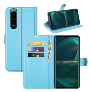 For Sony Xperia 5 III Litchi Texture Horizontal Flip Protective Case with Holder & Card Slots & Wallet(Blue) (OEM)