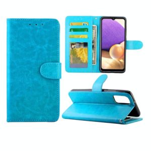 For Samsung Galaxy A32 5G Crazy Horse Texture Leather Horizontal Flip Protective Case with Holder & Card Slots & Wallet & Photo Frame(Baby Blue) (OEM)