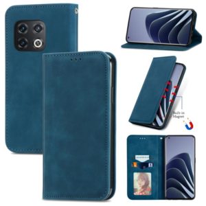 For OnePlus 10 Pro Retro Skin Feel Magnetic Horizontal Flip Leather Phone Case(Blue) (OEM)