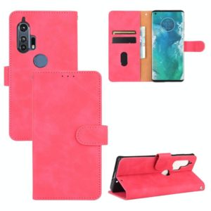 For Motorola Moto Edge Plus Solid Color Skin Feel Magnetic Buckle Horizontal Flip Calf Texture PU Leather Case with Holder & Card Slots & Wallet(Rose Red) (OEM)