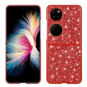For Huawei P50 Pocket Glitter Powder Shockproof TPU Folding Phone Case(Red) (OEM)