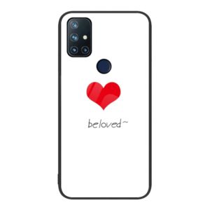 For OnePlus Nord N10 5G Colorful Painted Glass Phone Case(Red Heart) (OEM)