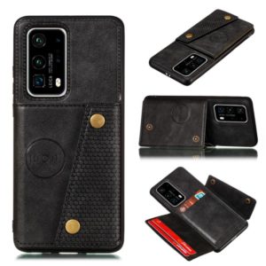 For Huawei P40 Pro PU + TPU Shockproof Magnetic Protective Case with Card Slots(Black) (OEM)