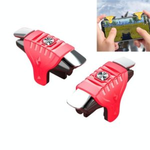 2 Pairs F01 Electroplating Mechanical Shaft Bidirectional Button Auxiliary Shooting Game Handle for Mobile Phones within The Thickness of 6.1-12.0mm(Red) (OEM)