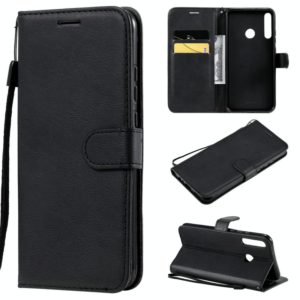 For Huawei P40 lite E / Y7p / Honor 9C Solid Color Horizontal Flip Protective Leather Case with Holder & Card Slots & Wallet & Lanyard(Black) (OEM)