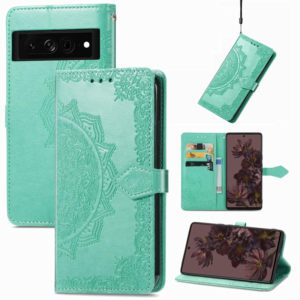 For Google Pixel 7 5G Mandala Flower Embossed Leather Phone Case(Green) (OEM)