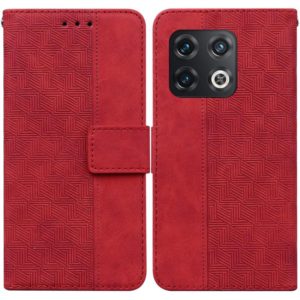 For OnePlus 10 Pro 5G Geometric Embossed Leather Phone Case(Red) (OEM)