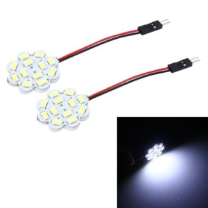 2 PCS 3W 200 LM 6000K Flower Shape Car Auto Interior Doom Reading Light with 12 SMD-5630 LED Lamps Bicuspid and T10 Adapter Cable, DC 12V(White Light) (OEM)