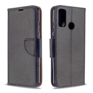 For Huawei P Smart (2020) Litchi Texture Pure Color Horizontal Flip PU Leather Case with Holder & Card Slots & Wallet & Lanyard(Black) (OEM)