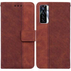 For Tecno Camon 17 Pro Geometric Embossed Leather Phone Case(Brown) (OEM)