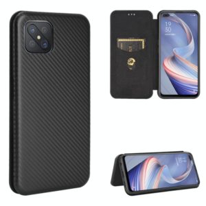 For OPPO A92s Carbon Fiber Texture Horizontal Flip TPU + PC + PU Leather Case with Card Slot(Black) (OEM)
