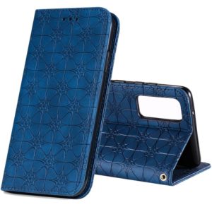 For Samsung Galaxy S20 FE Lucky Flowers Embossing Pattern Magnetic Horizontal Flip Leather Case with Holder & Card Slots(Dark Blue) (OEM)