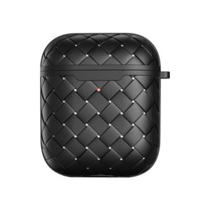 For AirPods 1 / 2 Weave Texture TPU Wireless Earphone Protective Case(Black) (OEM)