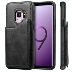 For Galaxy S9 Shockproof Calf Texture Protective Case with Holder & Card Slots & Frame(Black) (OEM)