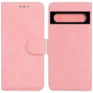 For Google Pixel 7 5G Skin Feel Pure Color Flip Leather Phone Case(Pink) (OEM)