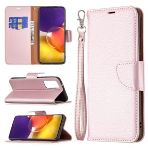 For Samsung Galaxy A82 5G Litchi Texture Pure Color Horizontal Flip Leather Case with Holder & Card Slots & Wallet & Lanyard(Rose Gold) (OEM)