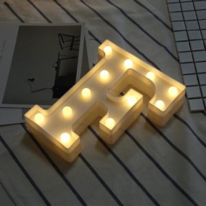 Alphabet F English Letter Shape Decorative Light, Dry Battery Powered Warm White Standing Hanging LED Holiday Light (OEM)