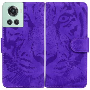 For OnePlus 10R / Ace Tiger Embossing Pattern Horizontal Flip Leather Phone Case(Purple) (OEM)