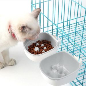 Dog and Cat Anti-choke Feeding Water Hanging Bowl Creative Plastic Pet Bowl, Style:Anti-choke(Gray) (OEM)