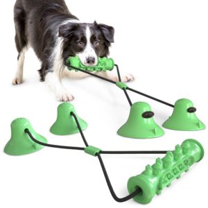 Dog Toy Double Suction Cup Pull Rope Molar Teeth Bite-Resistant Tooth Cleaning Stick Pet Supplies(Green) (OEM)