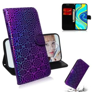 For Xiaomi Redmi Note 9S & Note 9 Pro Max Solid Color Colorful Magnetic Buckle Horizontal Flip PU Leather Case with Holder & Card Slots & Wallet & Lanyard(Purple) (OEM)