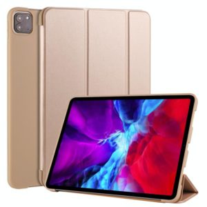 For iPad Pro 11 (2020) 3-folding Horizontal Flip PU Leather + Shockproof Honeycomb TPU Tablet Case with Holder(Gold) (OEM)