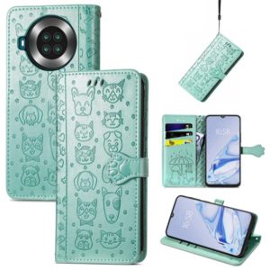 For CUBOT Note 20 Lovely Cat and Dog Embossing Pattern Horizontal Flip Leather Case , with Holder & Card Slots & Wallet & Cartoon Clasp & Lanyard(Green) (OEM)