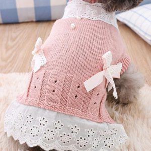 Autumn Puppy Clothes Teddy Bichon Hiromi Autumn And Winter Clothes Thick Wool Skirt, Size: XS(Pink) (OEM)