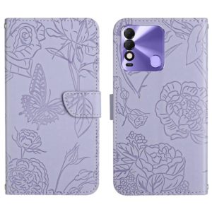 For Tecno Spark 8 HT03 Skin Feel Butterfly Embossed Flip Leather Phone Case(Purple) (OEM)