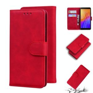 For Huawei Y5p Skin Feel Pure Color Flip Leather Phone Case(Red) (OEM)