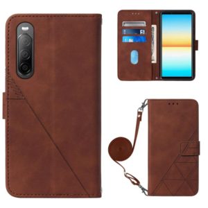 For Sony Xperia 10 IV Crossbody 3D Embossed Flip Leather Phone Case(Brown) (OEM)