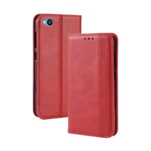 Magnetic Buckle Retro Texture Horizontal Flip Leather Case for Xiaomi Redmi Go, with Holder & Card Slots & Wallet (Red) (OEM)