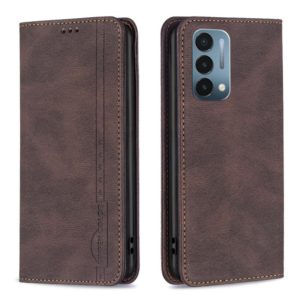 For OnePlus Nord N200 5G Magnetic RFID Blocking Anti-Theft Leather Phone Case(Brown) (OEM)