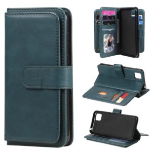 For Huawei Y5P / 9S Multifunctional Magnetic Copper Buckle Horizontal Flip Solid Color Leather Case with 10 Card Slots & Wallet & Holder & Photo Frame(Dark Green) (OEM)