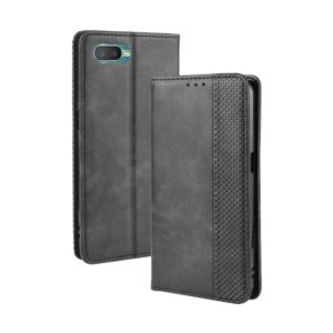 For Oppo Reno A Magnetic Buckle Retro Crazy Horse Texture Horizontal Flip Leather Case with Holder & Card Slots & Photo Frame(Black) (OEM)