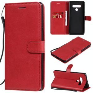 For Motorola Moto E6s (2020) Solid Color Horizontal Flip Protective Leather Case with Holder & Card Slots & Wallet & Photo Frame & Lanyard(Red) (OEM)
