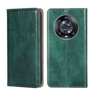 For Honor Magic4 Pro Gloss Oil Solid Color Magnetic Flip Leather Phone Case(Green) (OEM)