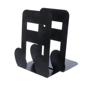 2 PCS Musical Note Metal Bookends Iron Support Holder Desk Stands For Books(Black Sixteenth) (OEM)