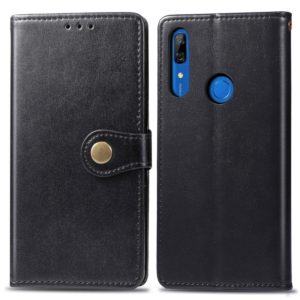 Retro Solid Color Leather Buckle Mobile Phone Protection Leather Case with Lanyard & Photo Frame & Card Slot & Wallet & Bracket Function for Huawei P Smart Z(Black) (OEM)