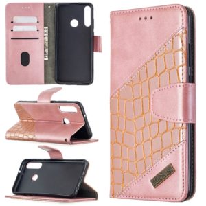 For Huawei Y6p Matching Color Crocodile Texture Horizontal Flip PU Leather Case with Holder & Card Slots & Wallet(Rose Gold) (OEM)