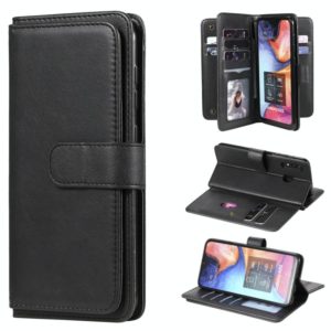 For Samsung Galaxy A20 / A30 Multifunctional Magnetic Copper Buckle Horizontal Flip Solid Color Leather Case with 10 Card Slots & Wallet & Holder & Photo Frame(Black) (OEM)