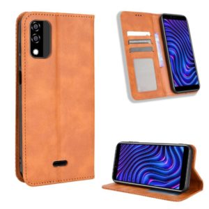 For BLU C5 Max 2022 Magnetic Buckle Retro Texture Leather Phone Case(Brown) (OEM)