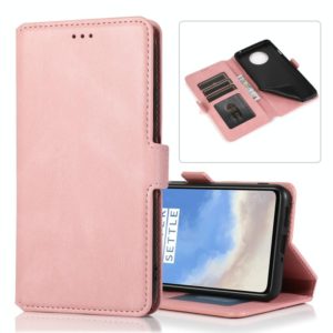 For OnePlus 7T Retro Magnetic Closing Clasp Horizontal Flip Leather Case with Holder & Card Slots & Photo Frame & Wallet(Rose Gold) (OEM)