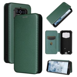 For Oukitel WP5 / WP5 Pro Carbon Fiber Texture Horizontal Flip TPU + PC + PU Leather Case with Card Slot(Green) (OEM)