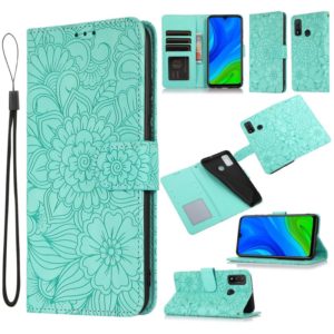 For Huawei P smart 2020 Skin Feel Embossed Sunflower Horizontal Flip Leather Case with Holder & Card Slots & Wallet & Lanyard(Green) (OEM)