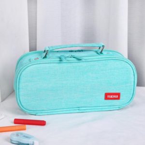 Large Capacity Multi-layer Portable Stationery Bag Canvas Pen Bag(Green) (OEM)