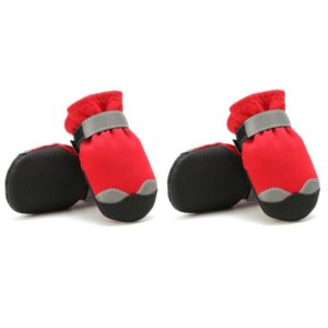Pet Waterproof Non-Slip Wear-Resistant Snow Boots Four Seasons Dog Shoes, Size: 3(Red) (OEM)