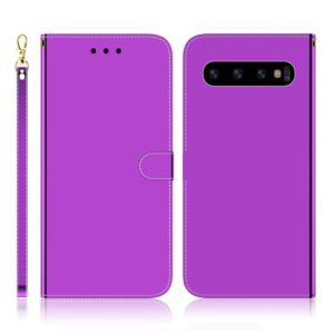 For Galaxy S10+ Imitated Mirror Surface Horizontal Flip Leather Case with Holder & Card Slots & Wallet & Lanyard(Purple) (OEM)