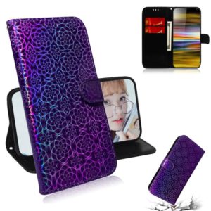 For Sony Xperia 10 Plus Solid Color Colorful Magnetic Buckle Horizontal Flip PU Leather Case with Holder & Card Slots & Wallet & Lanyard(Purple) (OEM)